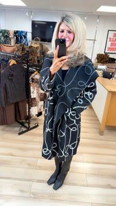 1.   Swirls Boucle Waterfall Coat-Black