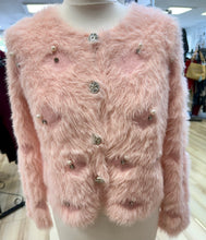 Load image into Gallery viewer, 1.                       Super Soft Eyelash Embellished Knit Cardigan-Pink
