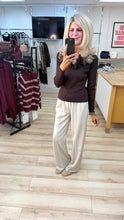 Load image into Gallery viewer, 1.          Ruffle Neck Ribbed Knit Jumper-Chocolate
