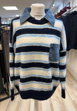 Load image into Gallery viewer, 1. Striped Denim Trim Soft Knit-Navy/Cream
