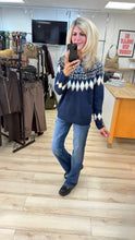 Load image into Gallery viewer, 1.    Fair Isle Part Zip Soft Knit Jumper-Navy
