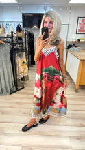 Load image into Gallery viewer, 1.     Landscape Print Amalfi Satin Maxi-Red Multi
