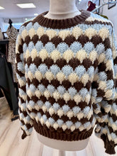 Load image into Gallery viewer, 1.                  Chunky Knit Jumper-Baby Blue/Chocolate/Cream
