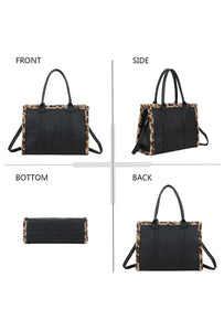 1.    The Tote Bag-Black/Leopard Trim