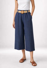 Load image into Gallery viewer, 1.      Belted Cropped Trousers-Navy
