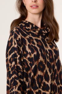 1.                 Cowl Neck Leopard Print Dress