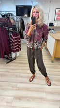 Load image into Gallery viewer, 1.                Suedette Leopard Bomber Jacket-Wine
