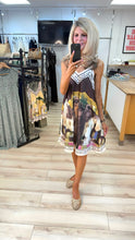 Load image into Gallery viewer, 1.               Landscape Print Amalfi Satin Midi-Chocolate Multi
