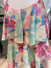 Load image into Gallery viewer, 1.                       Tiered Sparkle Satin Cami Dress-Pink/Green/Ecru
