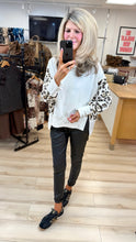 Load image into Gallery viewer, 1.  Leopard Panels Sweatshirt-Cream
