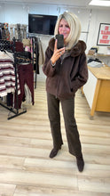 Load image into Gallery viewer, 1.                        Hooded Faux Fur Trim Soft Knit Jacket-Chocolate
