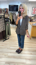 Load image into Gallery viewer, 1.                            Ruched Sleeve Blazer-Chocolate
