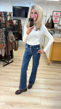 Load image into Gallery viewer, 1.         Military Button Front Stretch Jeans-Dark Denim
