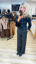 Load image into Gallery viewer, 1.  High Waist Silver Button Scuba Trousers-Black

