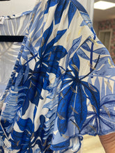Load image into Gallery viewer, 1. MILLY Silky Midi Dress-Blue/White/Gold Flecks
