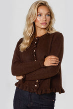 Load image into Gallery viewer, 1.        Frill Edged Cardigan-Chocolate

