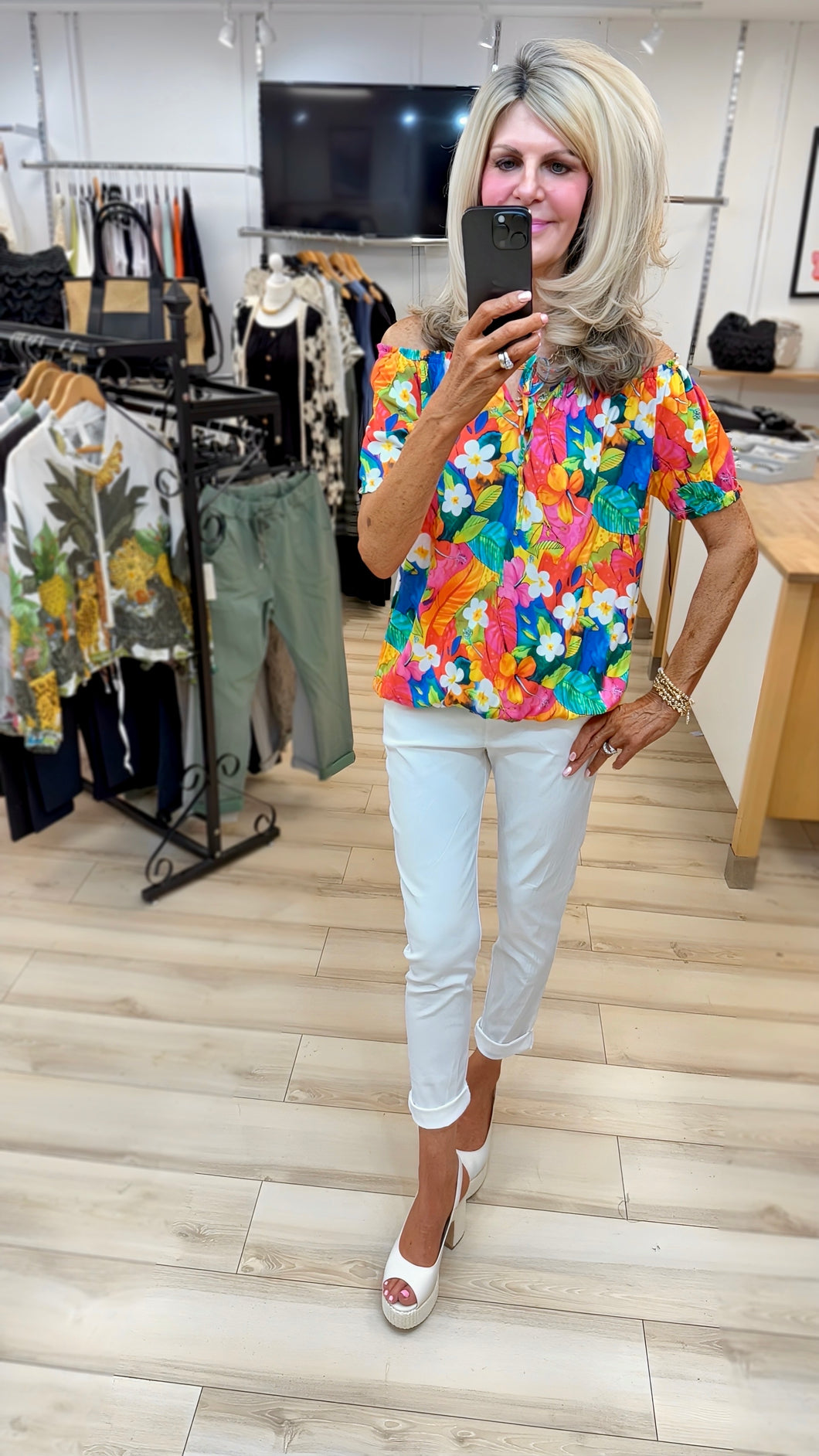 1.    Floral Gypsy Top-Orange/Pink Multi