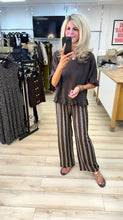 Load image into Gallery viewer, 1.     Striped Wide Leg Trousers-Chocolate/Ivory
