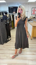 Load image into Gallery viewer, 1.                Shirred Bodice Dress-Chocolate
