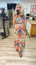 Load image into Gallery viewer, 1.      Silky Maxi Dress-Ivory/Orange
