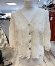 Load image into Gallery viewer, 1.      Crochet &amp; Lace Button Front Jacket-Ivory
