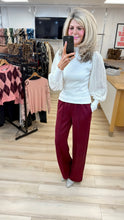 Load image into Gallery viewer, 1.              Wide Leg Front Seam Jogger-Wine
