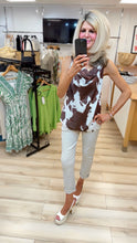 Load image into Gallery viewer, 1.          Cow Print Cowl Neck Satin Camisole-Brown/White
