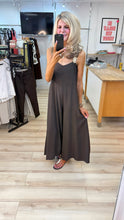 Load image into Gallery viewer, 1.    Gold Trim Wide Leg Jumpsuit-Chocolate
