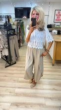 Load image into Gallery viewer, 1.         Crochet Hem Appliqué Flowers Top-White
