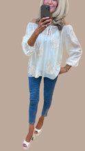 Load image into Gallery viewer, 1. Embroidered Sheer Blouse-Beige

