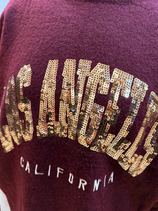 1.    Gold Sequins LOS ANGELES Soft Knit-Bordeaux
