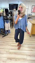 Load image into Gallery viewer, 1.               Mesh Button Linen Top-Denim Blue

