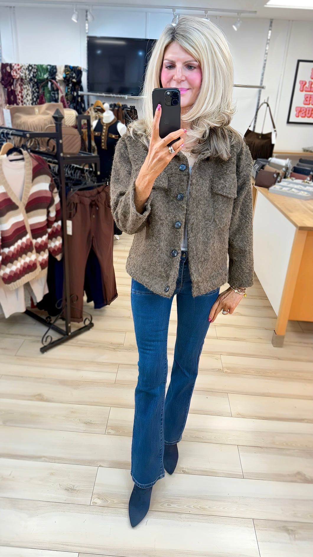 1.Brushed Woollen Shacket-Chocolate Melange