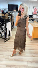 Load image into Gallery viewer, 1.      Silk Tiered Maxi Dress-Chocolate
