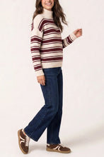 Load image into Gallery viewer, 1.                   Super Soft Knit Striped Jumper-Burgundy/Off White
