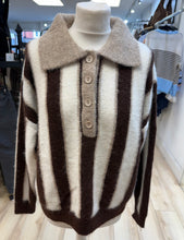 Load image into Gallery viewer, 1.           Soft Knit Vertical Striped Jumper-Chocolate/Cream
