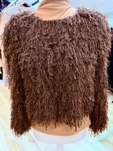 Load image into Gallery viewer, 1.             Tinsel Yarn Sparkle Top-Chocolate
