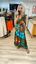 Load image into Gallery viewer, 1.                       Floral Wide Leg Jumpsuit-Khaki/Multi
