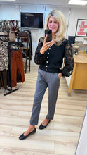 Load image into Gallery viewer, 1.                     Appliqué Mesh Sleeve Cardigan-Black
