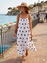 Load image into Gallery viewer, 1. Frill Hem Cami Dress-White/Brown Polka Dots
