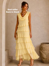Load image into Gallery viewer, 1.      Silk Tiered Dress-Lemon
