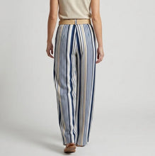 Load image into Gallery viewer, 1.      Striped Wide Leg Belted Trousers-Blue/White/Beige
