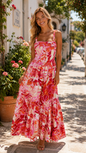 Load image into Gallery viewer, 1.          Floral Print Maxi Dress-Pink/Ecru
