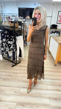 Load image into Gallery viewer, 1.      Silk Tiered Maxi Dress-Chocolate
