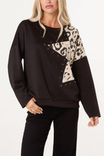 Load image into Gallery viewer, 1.                       Leopard Star Sweatshirt-Black
