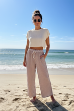 Load image into Gallery viewer, Brown &amp; Cream Striped Trousers – Beach Editorial
