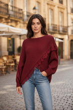Load image into Gallery viewer, Burgundy Crossover Knit European Street

