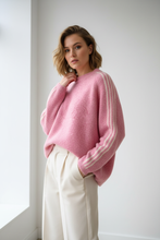 Load image into Gallery viewer, Pink Stripe Knit Jumper on Model
